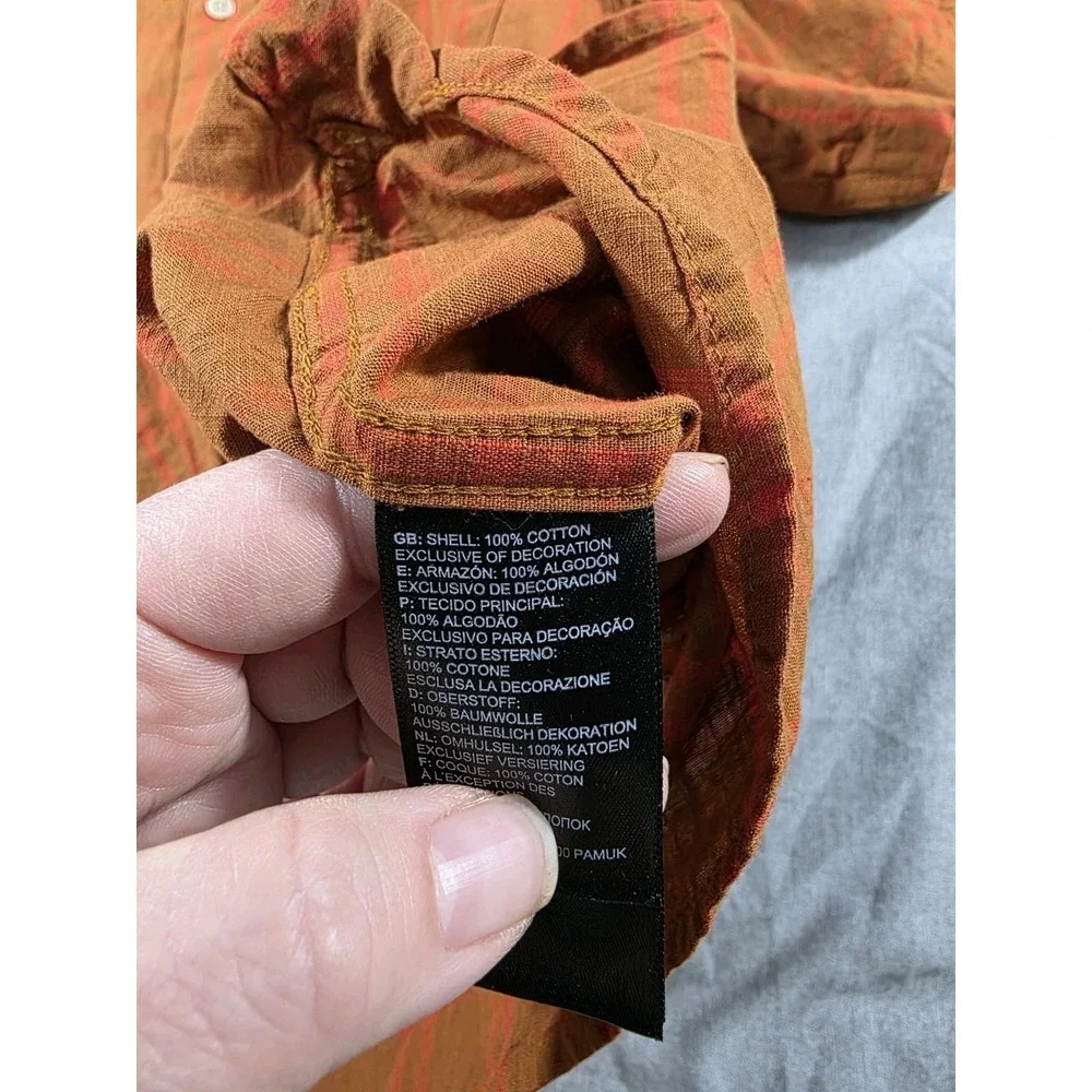The North Face Hammetts II‎ S/S Button Up Shirt Burnt Red Orange Plaid XL